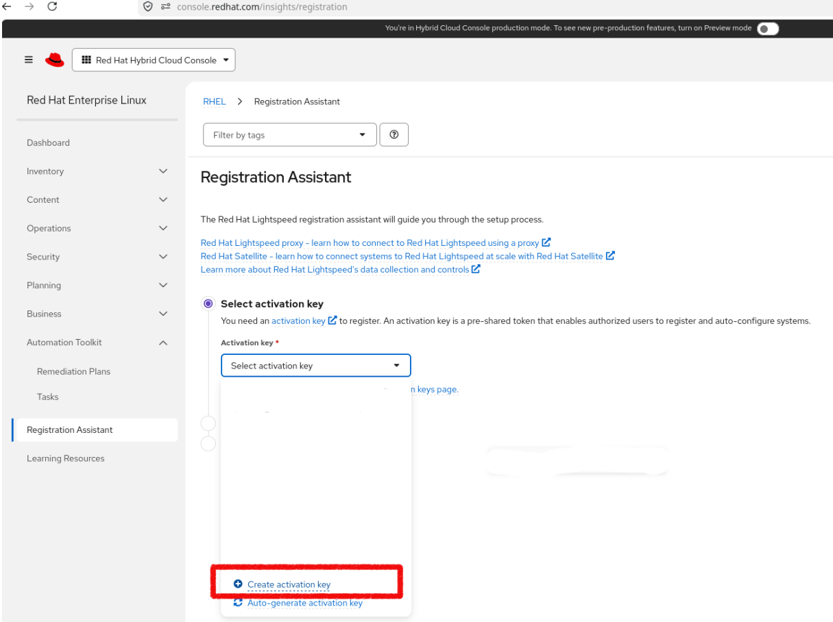 Create an activation key