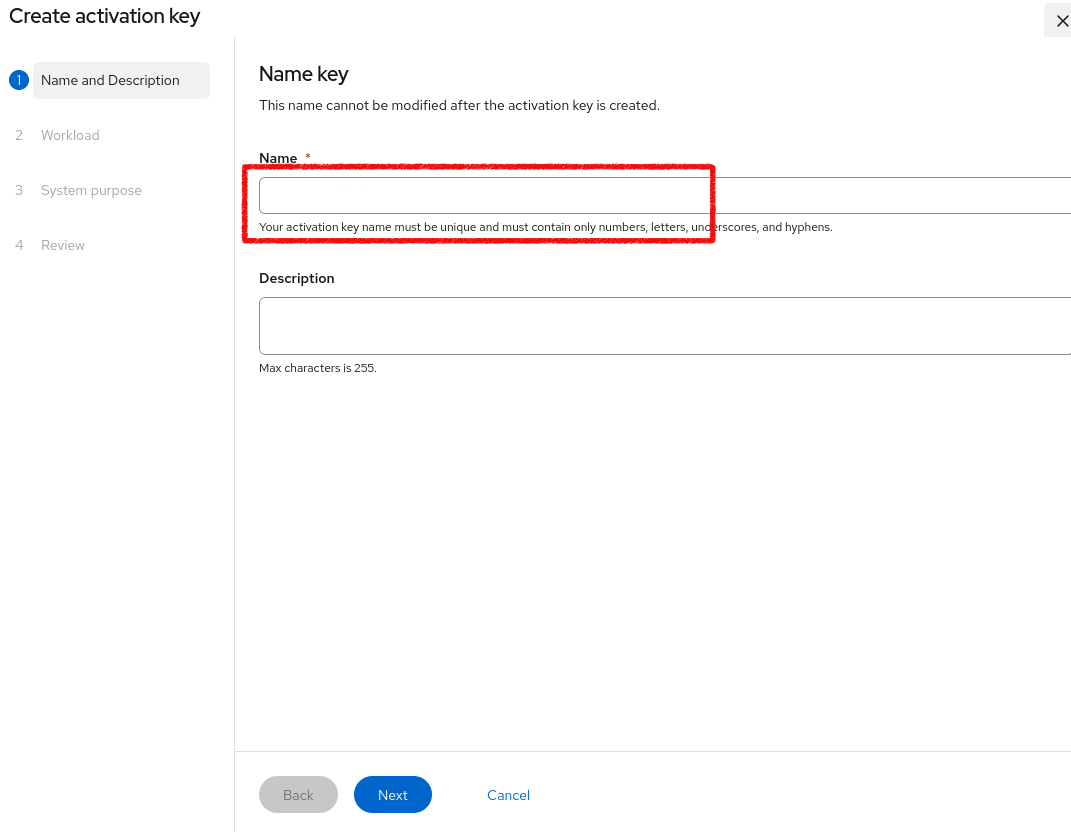 Activation key name