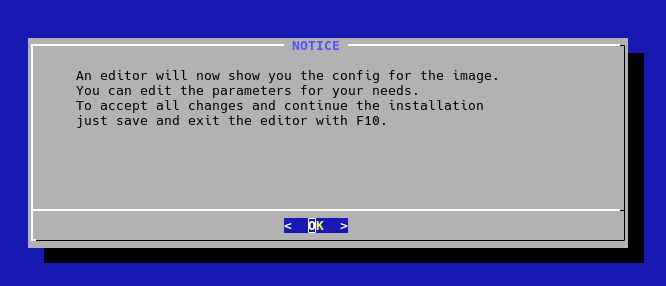 installimage - editor notice