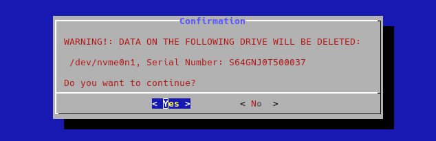 installimage - confirm the wipe